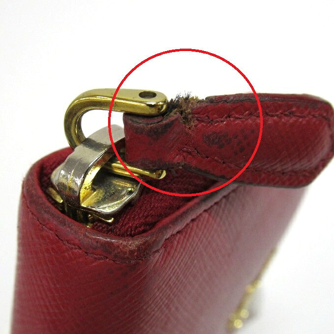 PRADA Saffiano Metal Coin Case Red Size ONE SIZE