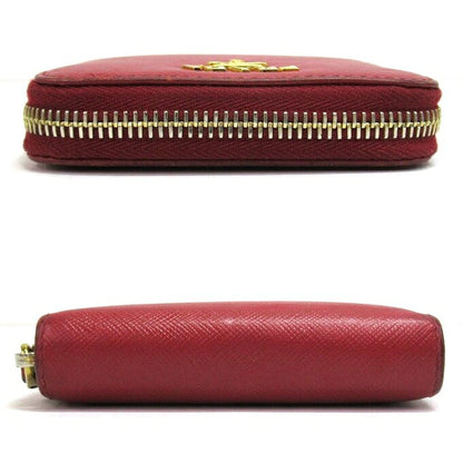 PRADA Saffiano Metal Coin Case Red Size ONE SIZE