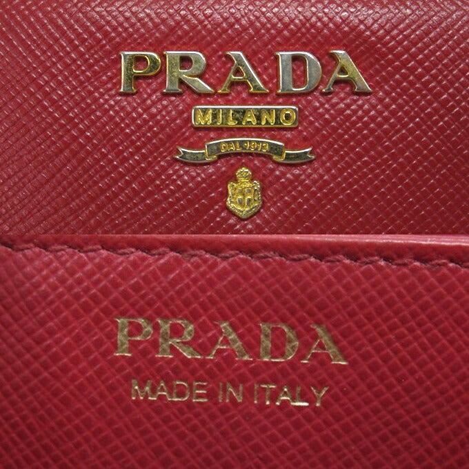 PRADA Saffiano Metal Coin Case Red Size ONE SIZE