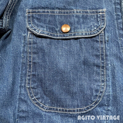 Unknown 50s Denim Raglan Sleeve Work Chore Coat Blue Size XL
