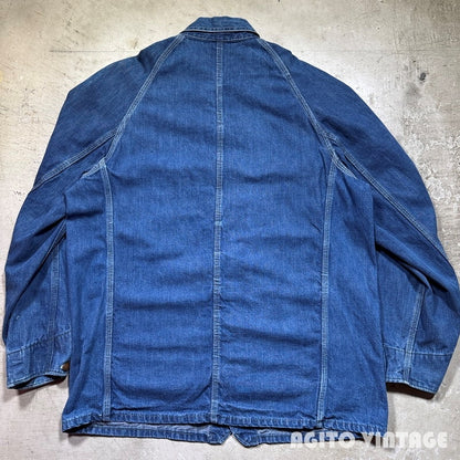 Unknown 50s Denim Raglan Sleeve Work Chore Coat Blue Size XL