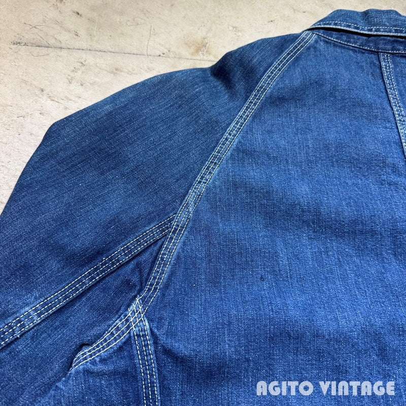 Unknown 50s Denim Raglan Sleeve Work Chore Coat Blue Size XL
