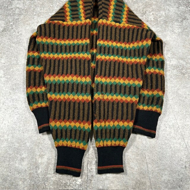 Christian Dior Brown Wool Geometric Pattern Knit Size M