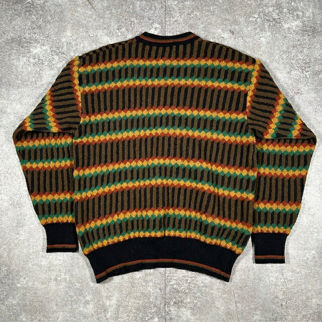 Christian Dior Brown Wool Geometric Pattern Knit Size M
