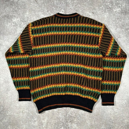 Christian Dior Brown Wool Geometric Pattern Knit Size M