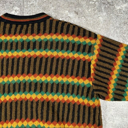Christian Dior Brown Wool Geometric Pattern Knit Size M