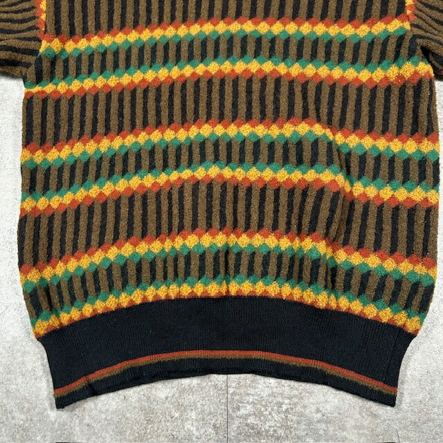 Christian Dior Brown Wool Geometric Pattern Knit Size M