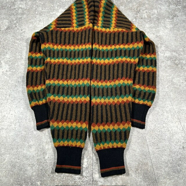 Christian Dior Brown Wool Geometric Pattern Knit Size M