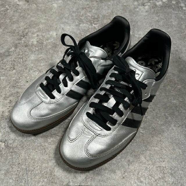 Adidas SAMBA OG Metallic Silver Sneakers Size 27.5