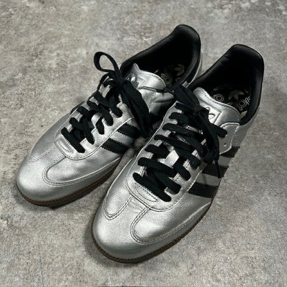 Adidas SAMBA OG Metallic Silver Sneakers Size 27.5