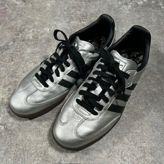 Adidas SAMBA OG Metallic Silver Sneakers Size 27.5