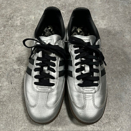 Adidas SAMBA OG Metallic Silver Sneakers Size 27.5