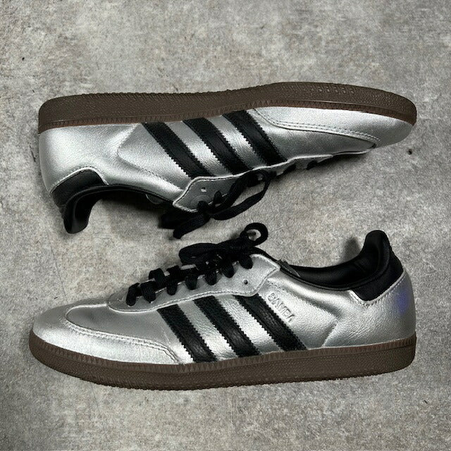 Adidas SAMBA OG Metallic Silver Sneakers Size 27.5
