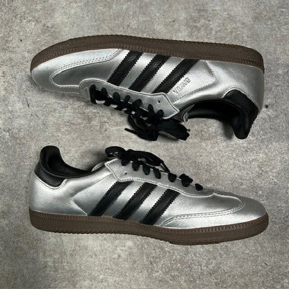 Adidas SAMBA OG Metallic Silver Sneakers Size 27.5