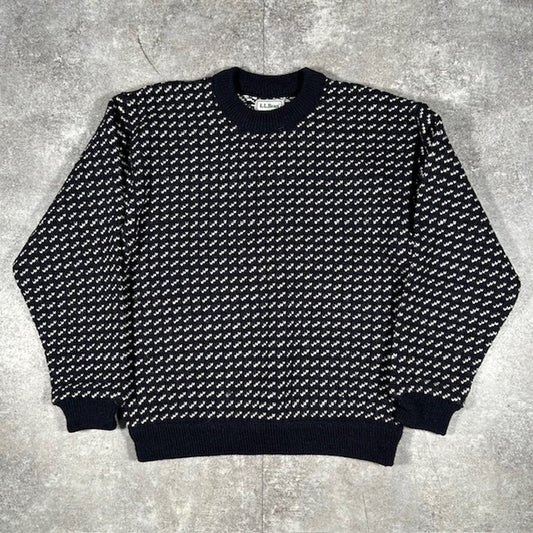 L.L.Bean 80s 90s Vintage Birdseye Knit Sweater Multi Size M
