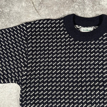 L.L.Bean 80s 90s Vintage Birdseye Knit Sweater Multi Size M