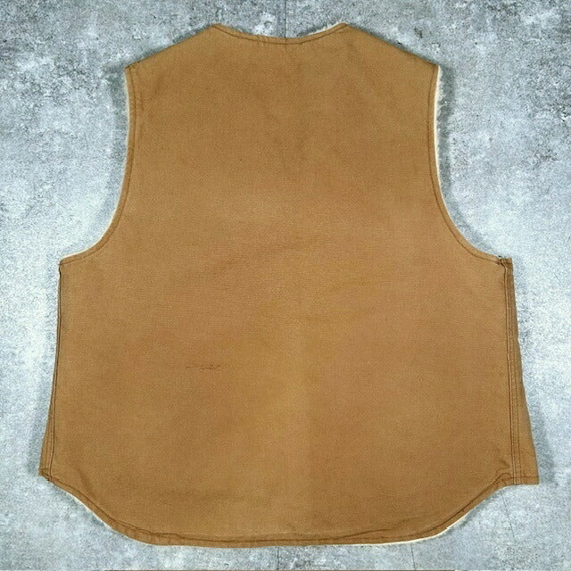 Carhartt 80s Brown Duck Canvas Boa Lined Vest Size XL