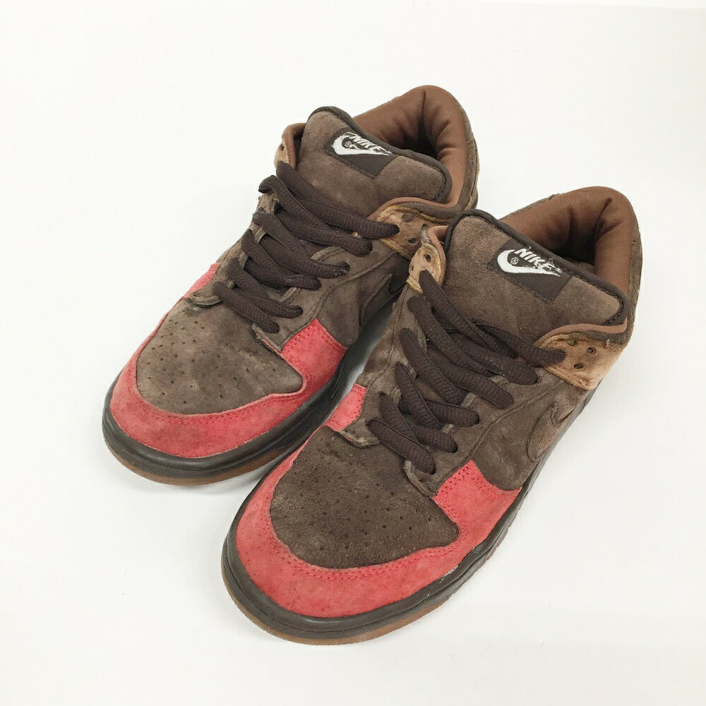 NIKE Dunk Low Pro SB "Red Toe" Brown Red Sneakers Size 8.5