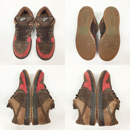 NIKE Dunk Low Pro SB "Red Toe" Brown Red Sneakers Size 8.5
