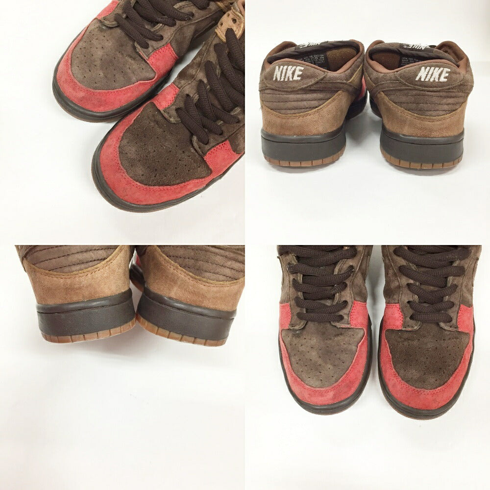 NIKE Dunk Low Pro SB "Red Toe" Brown Red Sneakers Size 8.5