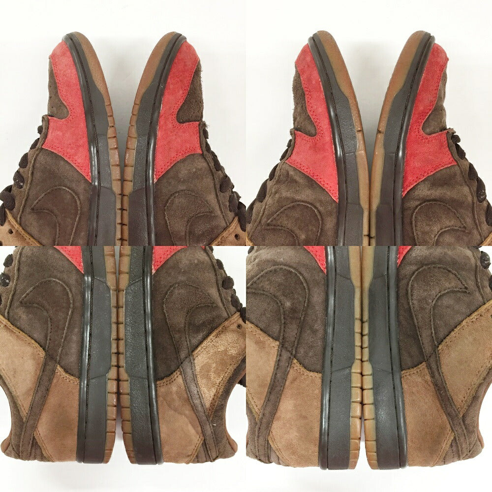 NIKE Dunk Low Pro SB "Red Toe" Brown Red Sneakers Size 8.5