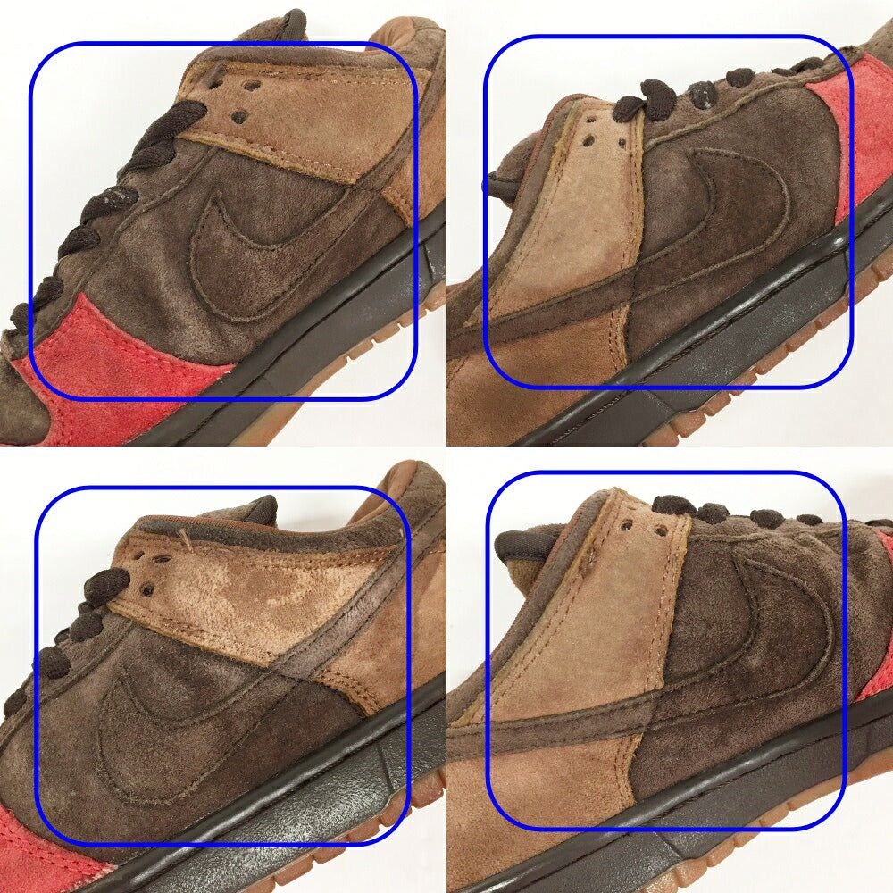 NIKE Dunk Low Pro SB "Red Toe" Brown Red Sneakers Size 8.5