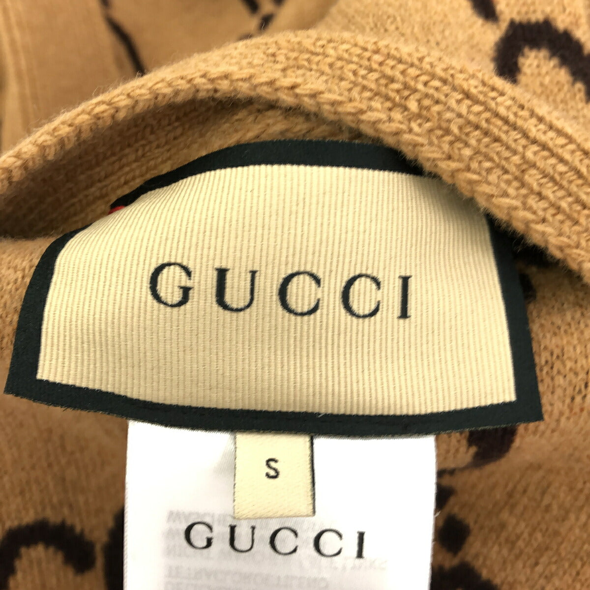 GUCCI 22AW Wool Reversible GG Pattern Cardigan Brown Size S