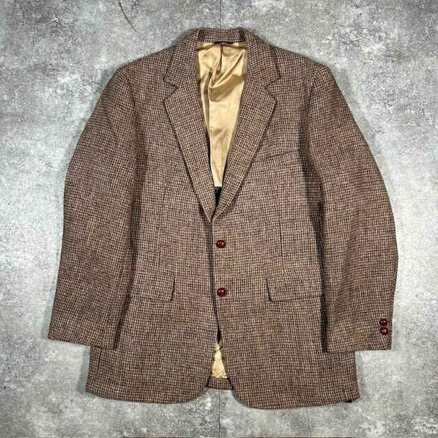 Harris Tweed 80s 90s Vintage Brown Wool Jacket Size L