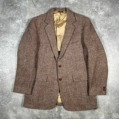 Harris Tweed 80s 90s Vintage Brown Wool Jacket Size L