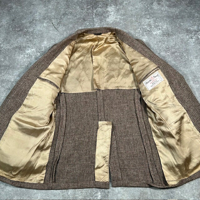 Harris Tweed 80s 90s Vintage Brown Wool Jacket Size L
