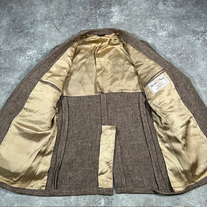 Harris Tweed 80s 90s Vintage Brown Wool Jacket Size L