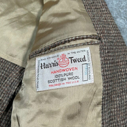 Harris Tweed 80s 90s Vintage Brown Wool Jacket Size L