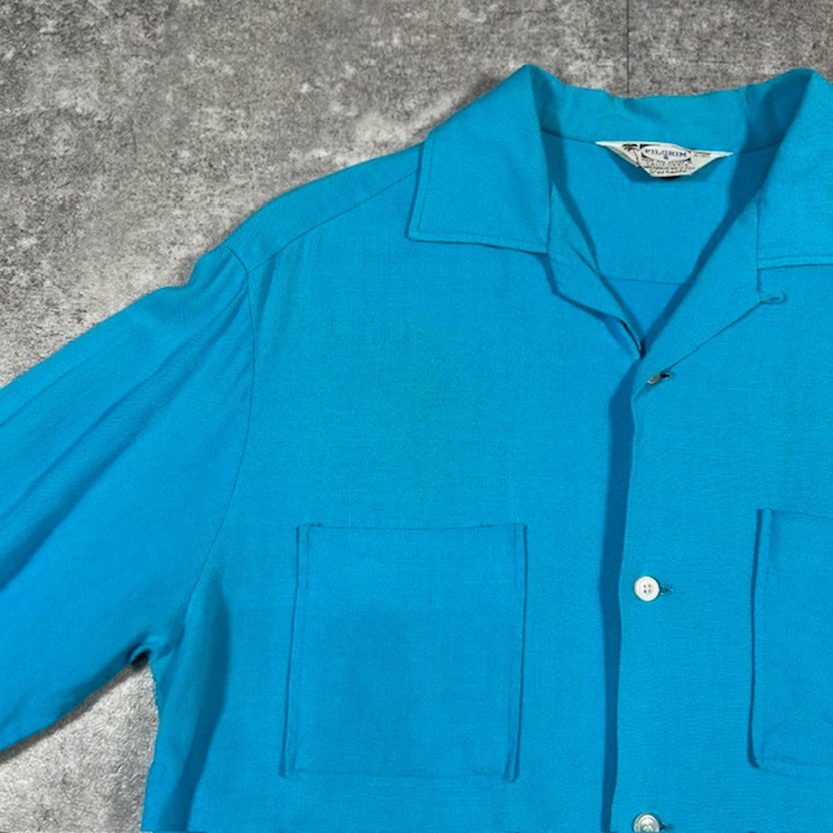 PILGRIM 50s-60s Vintage Open Collar Shirt USA Made Size M