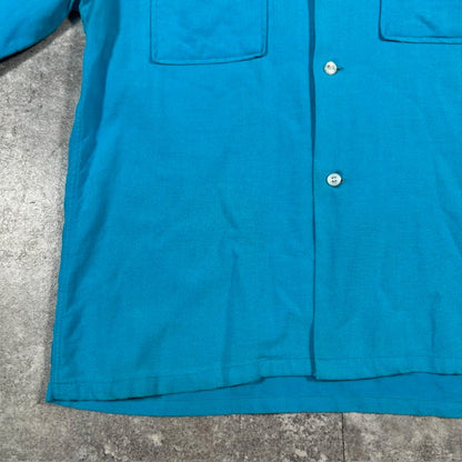 PILGRIM 50s-60s Vintage Open Collar Shirt USA Made Size M
