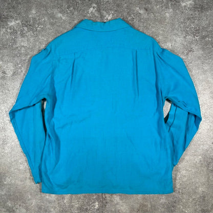PILGRIM 50s-60s Vintage Open Collar Shirt USA Made Size M