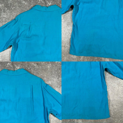 PILGRIM 50s-60s Vintage Open Collar Shirt USA Made Size M