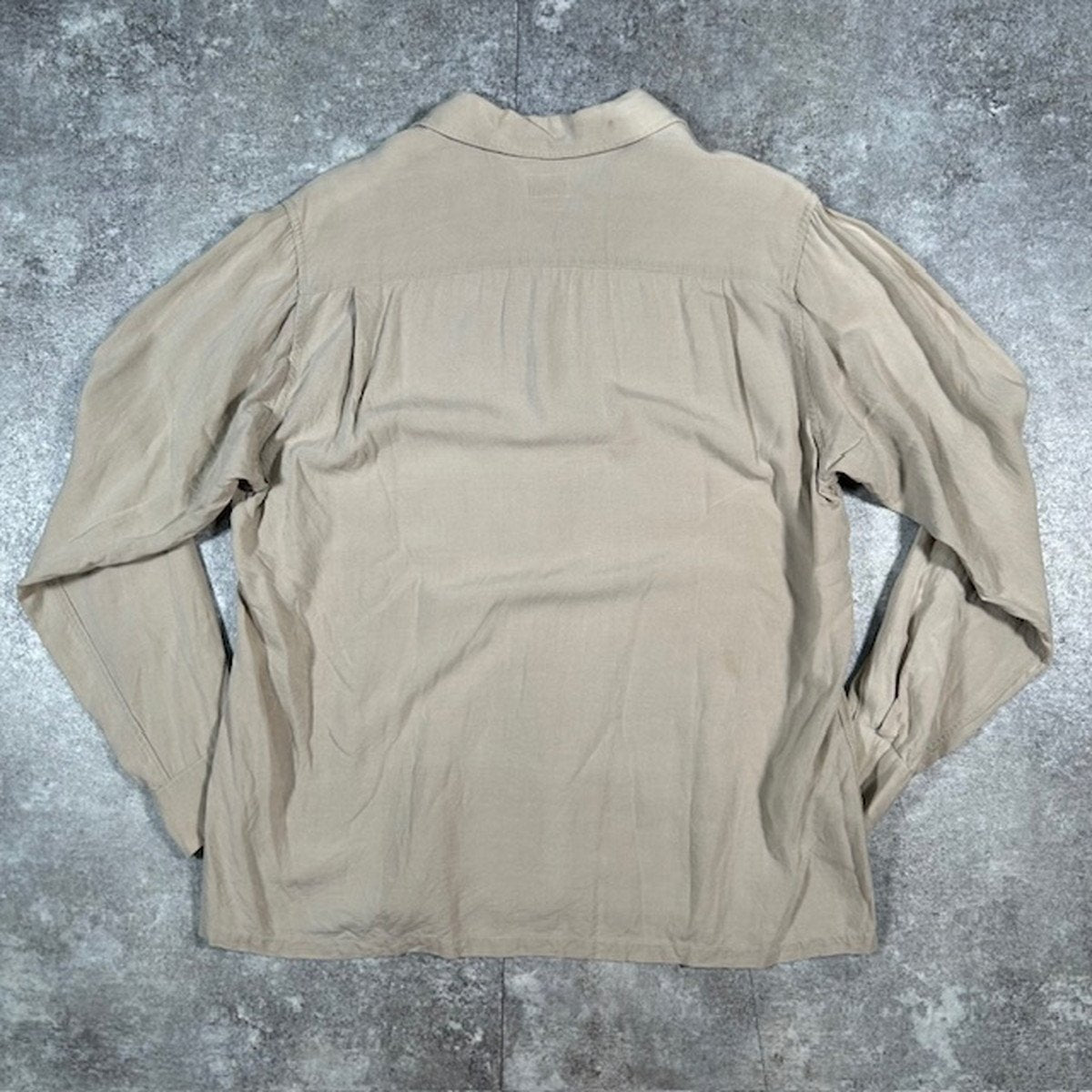 Vintage 50s 60s Open-Collar Embroidered Long Sleeve Shirt Size M