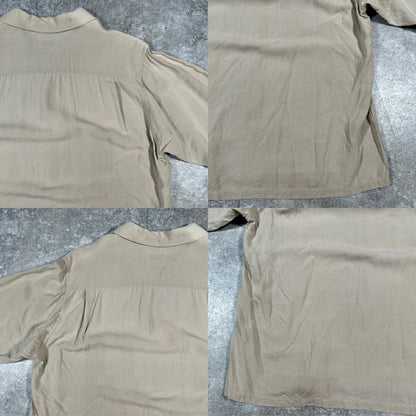 Vintage 50s 60s Open-Collar Embroidered Long Sleeve Shirt Size M