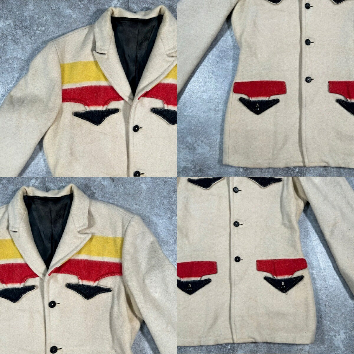 Losso WESTERN WEAR 60s Wool Multi-Border Jacket Multi Size M