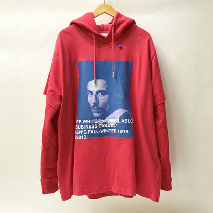 Off-White DIAG BERNINI Layered Hoodie Red Size M
