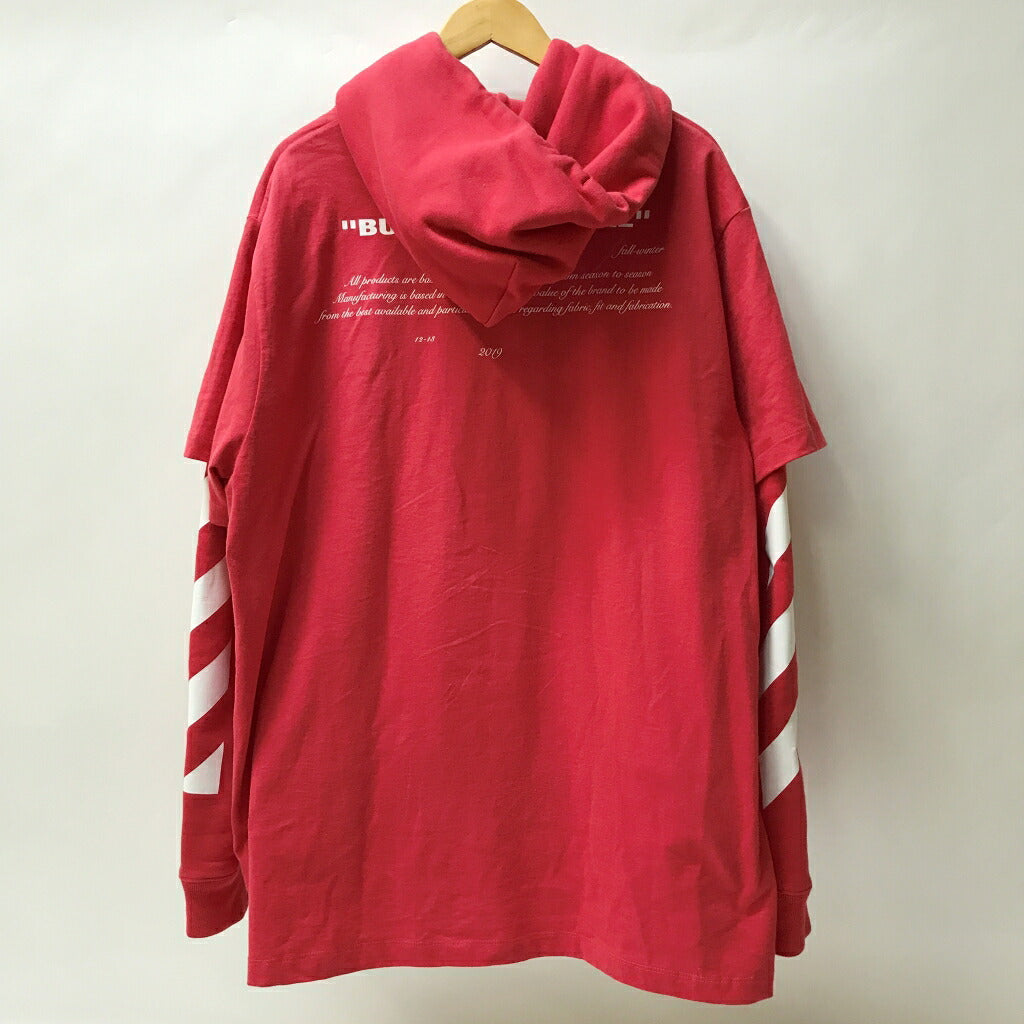 Off-White DIAG BERNINI Layered Hoodie Red Size M
