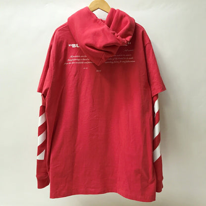 Off-White DIAG BERNINI Layered Hoodie Red Size M