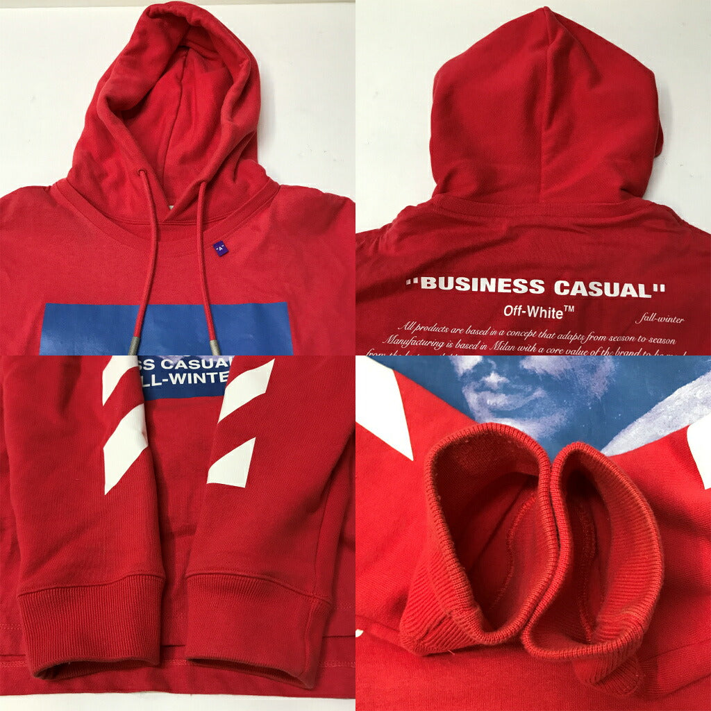 Off-White DIAG BERNINI Layered Hoodie Red Size M