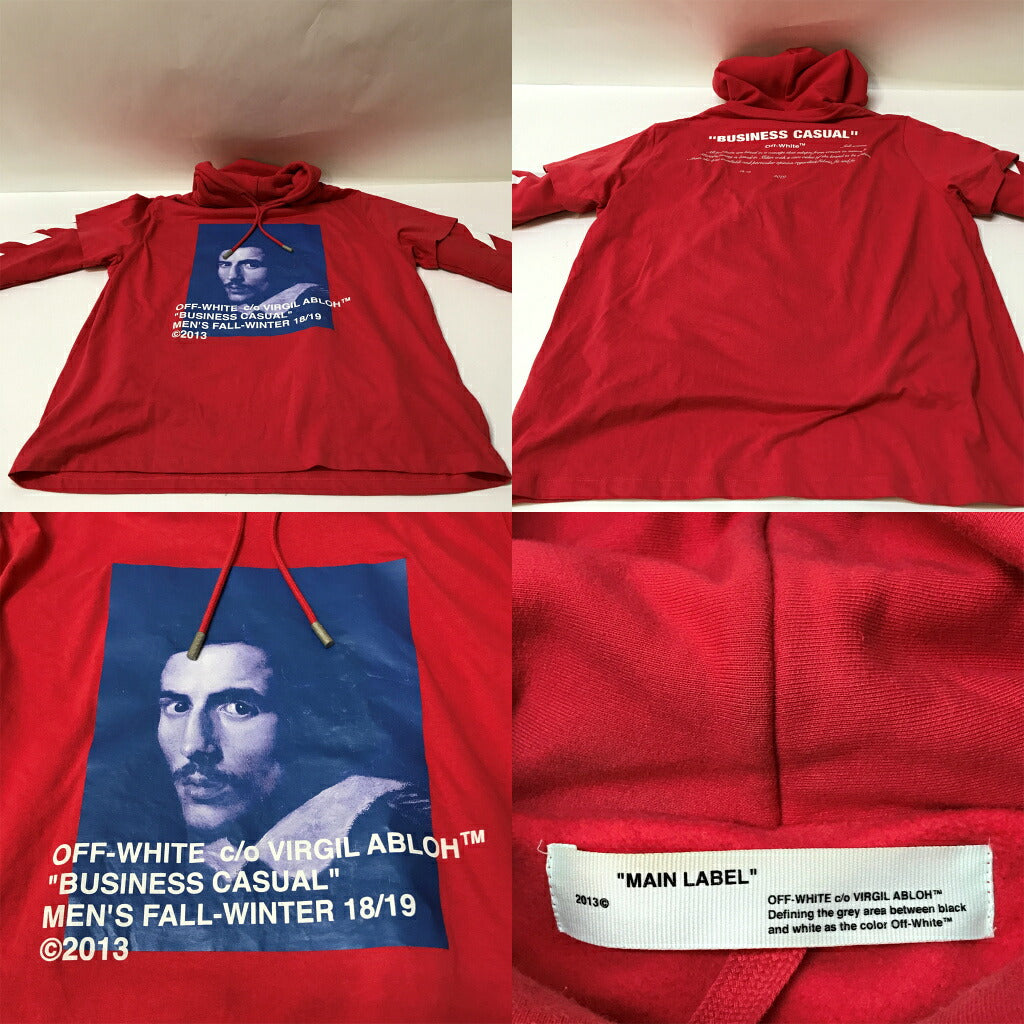 Off-White DIAG BERNINI Layered Hoodie Red Size M