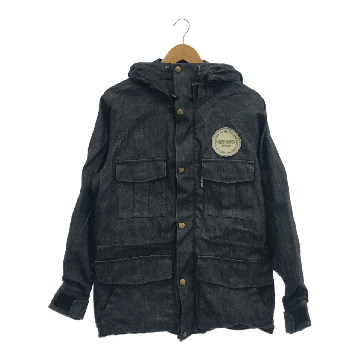 CUT-RATE Black Denim Mountain Parka Coat Size M