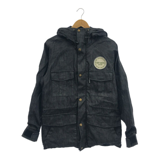 CUT-RATE Black Denim Mountain Parka Coat Size M