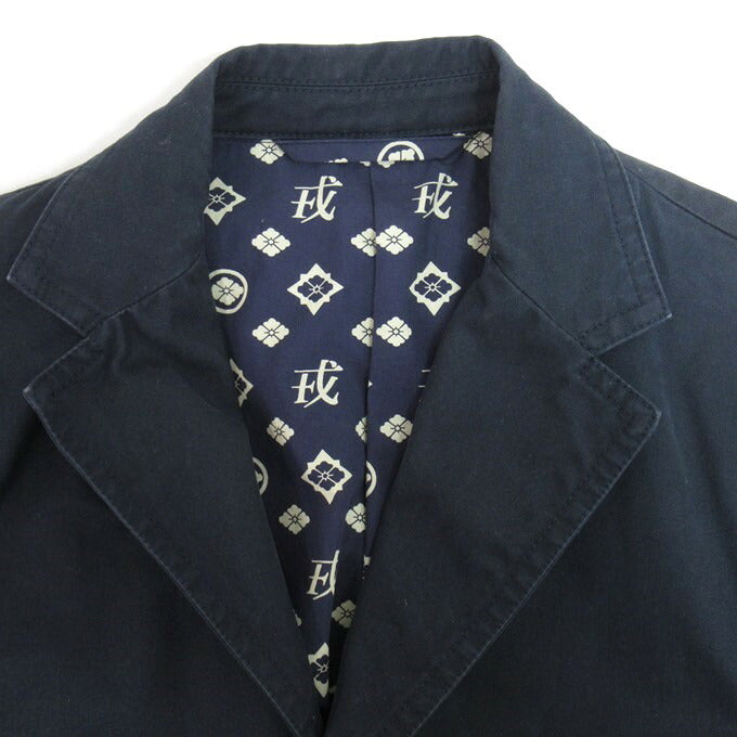 YAMANE DELUXE Japanese Pattern Lined Blazer Navy Size 3