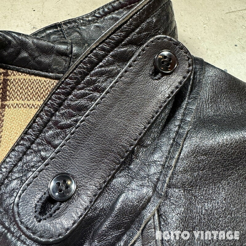 Unknown 70s French Le Corbusier Leather Jacket Black Size 52