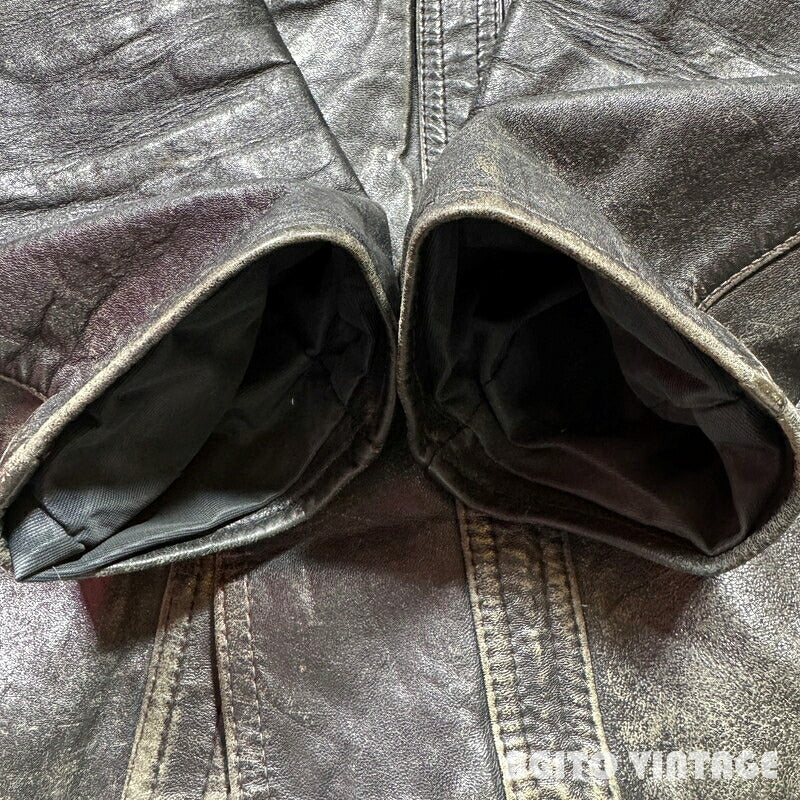 Unknown 70s French Le Corbusier Leather Jacket Black Size 52