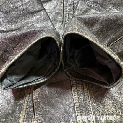 Unknown 70s French Le Corbusier Leather Jacket Black Size 52